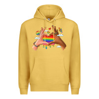 Antique Gold lgbtq pride hands Premium Hoodie - LillyAllenDesigns