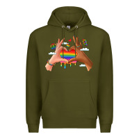 Army Green lgbtq pride hands Premium Hoodie - LillyAllenDesigns