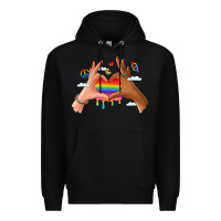 Black lgbtq pride hands Premium Hoodie - LillyAllenDesigns