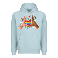 Blue Mist lgbtq pride hands Premium Hoodie - LillyAllenDesigns