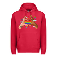 Cardinal lgbtq pride hands Premium Hoodie - LillyAllenDesigns