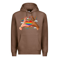 Chestnut lgbtq pride hands Premium Hoodie - LillyAllenDesigns