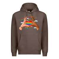 Coffee lgbtq pride hands Premium Hoodie - LillyAllenDesigns