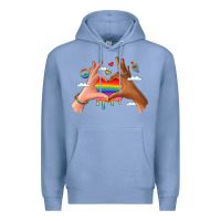 Colony Blue lgbtq pride hands Premium Hoodie - LillyAllenDesigns