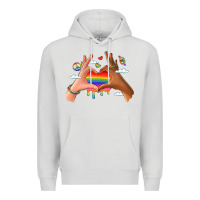 Dove Grey lgbtq pride hands Premium Hoodie - LillyAllenDesigns