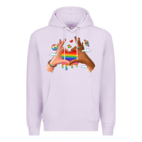 Lilac lgbtq pride hands Premium Hoodie - LillyAllenDesigns