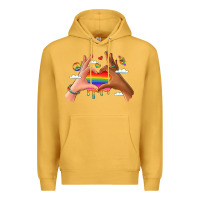 Mustard lgbtq pride hands Premium Hoodie - LillyAllenDesigns