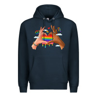 Navy lgbtq pride hands Premium Hoodie - LillyAllenDesigns