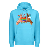 Ocean Blue lgbtq pride hands Premium Hoodie - LillyAllenDesigns