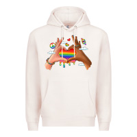 Pale Pink lgbtq pride hands Premium Hoodie - LillyAllenDesigns