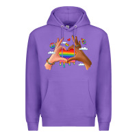 Purple lgbtq pride hands Premium Hoodie - LillyAllenDesigns