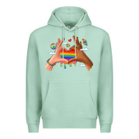 Seafoam lgbtq pride hands Premium Hoodie - LillyAllenDesigns