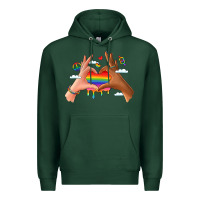 Sports Green lgbtq pride hands Premium Hoodie - LillyAllenDesigns