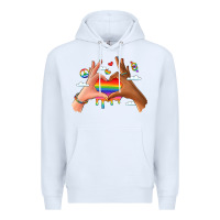 White lgbtq pride hands Premium Hoodie - LillyAllenDesigns
