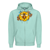 Seafoam bee sunflower leopard Zipper Hoodie - AdoDesignShop