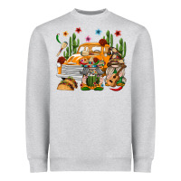 Heather Grey Mexican Gnome Truck Heavyweight Sweatshirt - texasbilliewilder