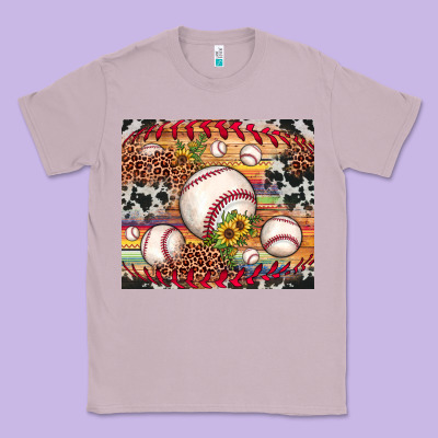 Baseball Leopard Cowhide Sunflower Classic Tee Designed By Jahusdesignshop