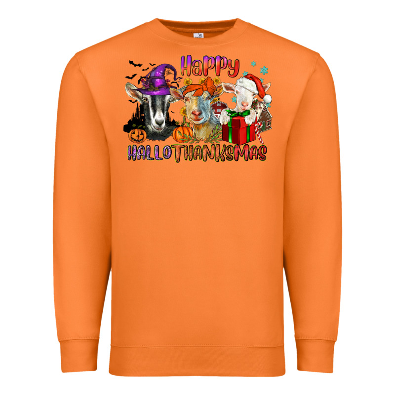 Happy Hallothanksmas Goats Premium Sweatshirt by NancyCooperArtShop | Teevron