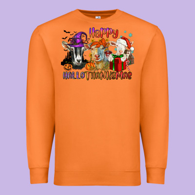 Happy Hallothanksmas Goats Premium Sweatshirt Designed By Nancycooperartshop
