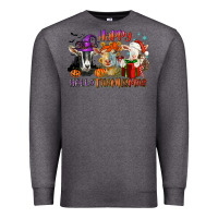 Charcoal Heather Happy Hallothanksmas goats Premium Sweatshirt - NancyCooperArtShop