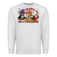 Oatmeal Heather Happy Hallothanksmas goats Premium Sweatshirt - NancyCooperArtShop