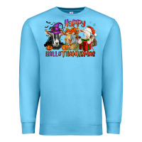 Ocean Blue Happy Hallothanksmas goats Premium Sweatshirt - NancyCooperArtShop