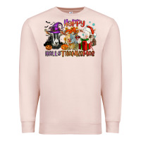 Pale Pink Happy Hallothanksmas goats Premium Sweatshirt - NancyCooperArtShop