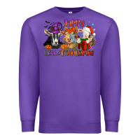 Purple Happy Hallothanksmas goats Premium Sweatshirt - NancyCooperArtShop