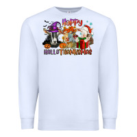 White Happy Hallothanksmas goats Premium Sweatshirt - NancyCooperArtShop