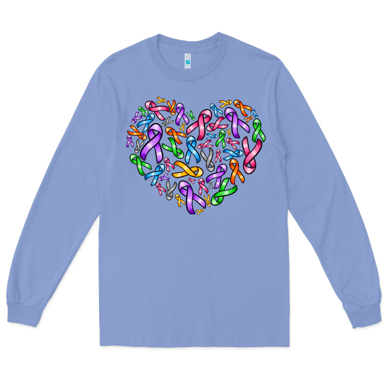 Cancer Ribbon Heart Long Sleeve Tee by AdoDesignShop | Teevron