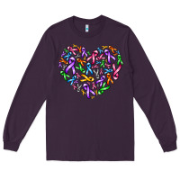 Plum cancer ribbon heart Long Sleeve Tee - AdoDesignShop