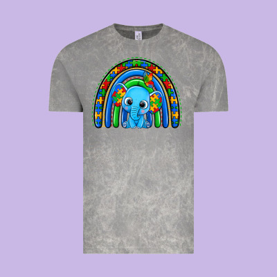 Autism Elephant Rainbow Vintage Tee Designed By Zillion Design Studio