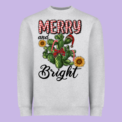 Merry And Bright With Cactus Heavyweight Sweatshirt Designed By Ranaportraitstore