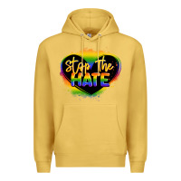 Antique Gold stop the hate pride lgbtq heart Premium Hoodie - LillyAllenDesigns