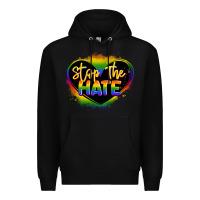 Black stop the hate pride lgbtq heart Premium Hoodie - LillyAllenDesigns