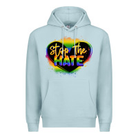 Blue Mist stop the hate pride lgbtq heart Premium Hoodie - LillyAllenDesigns