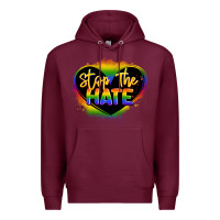 Burgundy stop the hate pride lgbtq heart Premium Hoodie - LillyAllenDesigns