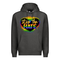 Charcoal Heather stop the hate pride lgbtq heart Premium Hoodie - LillyAllenDesigns