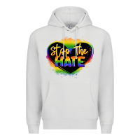 Dove Grey stop the hate pride lgbtq heart Premium Hoodie - LillyAllenDesigns