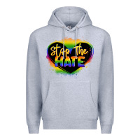 Heather Grey stop the hate pride lgbtq heart Premium Hoodie - LillyAllenDesigns