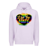 Lilac stop the hate pride lgbtq heart Premium Hoodie - LillyAllenDesigns