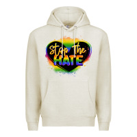 Oatmeal Heather stop the hate pride lgbtq heart Premium Hoodie - LillyAllenDesigns