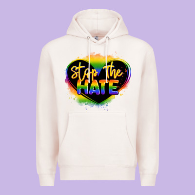 Stop The Hate Pride Lgbtq Heart Premium Hoodie Designed By Lillyallendesigns