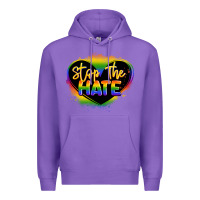 Purple stop the hate pride lgbtq heart Premium Hoodie - LillyAllenDesigns