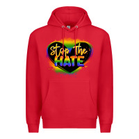 Red stop the hate pride lgbtq heart Premium Hoodie - LillyAllenDesigns
