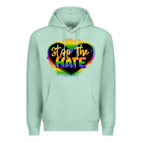Seafoam stop the hate pride lgbtq heart Premium Hoodie - LillyAllenDesigns