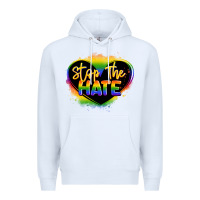 White stop the hate pride lgbtq heart Premium Hoodie - LillyAllenDesigns