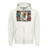 Oatmeal Heather mexico gemstone leopard Zipper Hoodie - AdoDesignShop