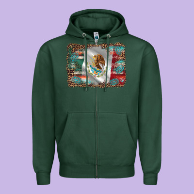 Mexico Gemstone Leopard Zipper Hoodie Designed By Adodesignshop