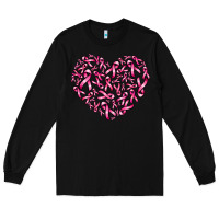 Black breast cancer ribbon heart Long Sleeve Tee - AdoDesignShop